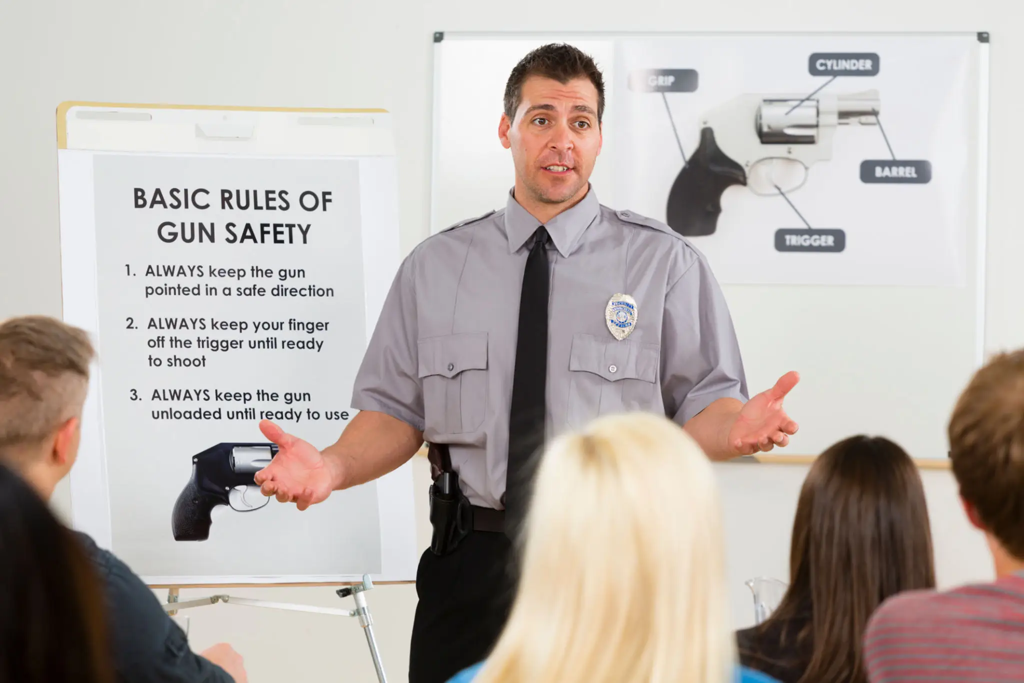 Gun safety class with instructor